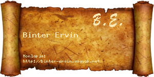 Binter Ervin névjegykártya