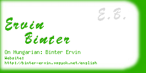 ervin binter business card
